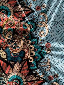 Men's Casual Business Floral Print Short Sleeve Polo Shirt - Multicolor - View 4