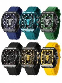 SMAEL SMAEL 1 Pc Double Display Digital Wristwatch Men's Fashion Square Case Silicone Band Military Sports Quartz Electronic Watch For Men