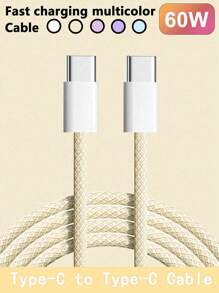 Cable USB C a USB C para carga rápida de 60W, cable trenzado multicolor de 6.6ft/3.3ft, compatible con Iphone 15/15 Pro/15 Pro Max/15 Plus, IPad Pro/Air5, Galaxy S22/S21/S20 Ultra y Macbook