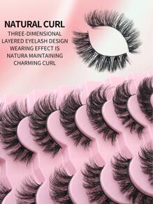 Nuevas 7 pares de pestañas postizas de estilo ruso D Curl con volumen, pestañas postizas de visón clásicas de ojo de gato, pestañas postizas 5D dramáticas con efecto volumen y aspecto natural y suave, extensión de pestañas de maquillaje para un aspecto natural