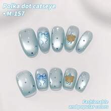 XEIJAYI 1PC 15Ml Polka Dot Cat Eye Gel Nail Polish, UV LED Curing, Long-Acting Fast Drying Nail Art Gel - Ideal Gift For Women For Spring - 藍色 - 查看 2