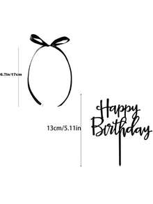 7pcs-Black Bows For Cake Decorating Ribbon Cake Topper With Happy Birthday Sign Themed Party Vintage Cake Decorations For Heart Cake - Black - View 10