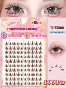 100pcs 10-13mm Brown Cluster Lashes False Eyelashes Cat Eye Lashes C Curl Cluster Brown Lash Clusters Natural Lash Extensions Wispy Eyelash Clusters 100 Pcs C Curl Lashes Clusters For Everyday Wear Beginner Friendly Brown Cluster Eyelash Extensions - màu nâu - Xem 9