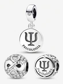 1Pc 925 Sterling Silver Hollow Letter DIY Bead For Ladies Jewelry Bangle Accessories Fine Jewelry Making