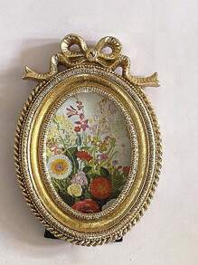 1pc Small Retro Oval Photo Frame, Mini Antique Gorgeous Photo Frame, Desktop Display And Wall-Mounted Home Decoration, Old Photo Gallery Art Decoration, Bronze Gold.