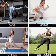 Set de 6 bandas de resistencia con correas para tobillos, de tensión media, equipo de ejercicio para piernas y glúteos, para desarrollo muscular, entrenamiento de fitness, yoga, correr, taekwondo y accesorios de gimnasio - Negro - Ver 3