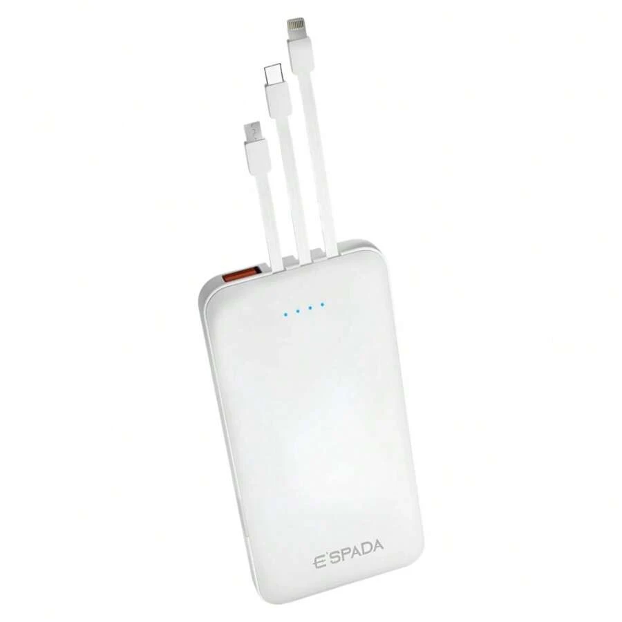 Portable Charger Power Bank 10000mah E'spada Bte-28e - White - View 1