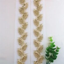 Perles Brodées En Dentelle Soluble Dans L'eau, 1 Mètre, Ruban De Dentelle, Perles De Verre, Accessoires Pour Vêtements, Bricolage