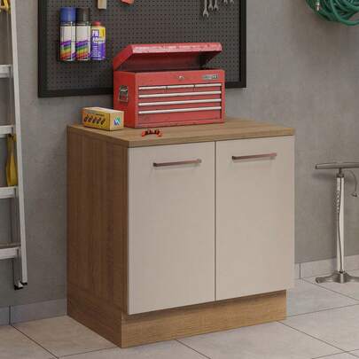  Gabinete bajo almacenamiento garaje Madesa encimera color marrón y crema mobiliario funcional organización taller oficina hogar