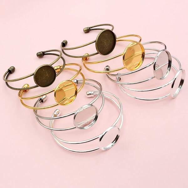2 pièces Dimensions intérieures 20 mm 25 mm Bases de bracelets à créer soi-même Plateaux vides pour cabochons DIY Accessoires de fabrication de bijoux