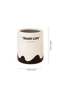 1pc Large Capacity Trash Can - Elegant White & Gold, Durable Plastic Round Design, Suitable For Living Room, Kitchen, Bedroom, Bathroom - Textured Exterior, Smooth Interior, Top Opening, Indoor Use, Kitchen Trash Can | Modern Garbage Bin