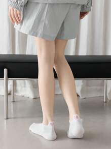 5 pares de calcetines cortos para mujer con bordado de lazo, para uso casual diario