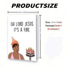 1Pc Oh Lord Jesus, This Is A Fire. Fun Birthday Card With Envelope (4.92 Inches * 6.93 Inches), Suitable For Family, Friends, Men And Women, Small Business Items, Unusual Items, Thank-You Cards, Birthday Decorations, Humorous Birthday Cards. - Multicolor - View 4