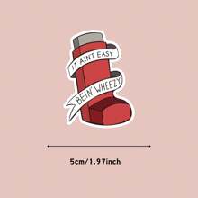 "It Ain't Easy Bein' Wheezy" Asthma Awareness Vinyl Bumper Sticker - Cartoon Inhaler Design, Self-Adhesive Decal For Cars, Trucks, Laptops, And Phones, Front Placement, Single Use, Glossy Finish School Supplies, Back To School