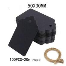 100 个/包 + 20 米黄麻绳牛皮纸礼品标签空白礼品标签吊牌
