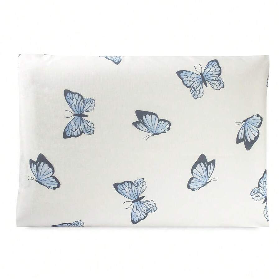 Single Pillowcase Essencialle 150 Thread Count Cotton/Polyester - 藍色蝴蝶 - 查看 1