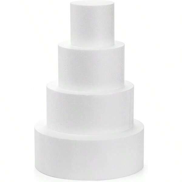 4/6/8/10 Inch Round Foam Cake Display Mold, White Fake Cake Dummy Practice Baking Tool