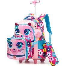 3PCS Rolling Backpack For Girls Kids Backpack With Wheels Roller Backpack With Wheels Set For Elementary Students Carry On Luggage Bookbag With Roller - Animal Trolley Bag - View 17