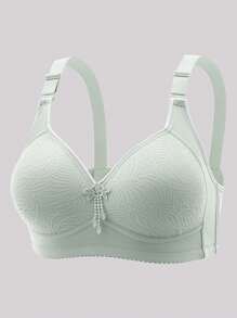 5 Peças Sutiã Feminino com Decoração de Laço de Renda, Sutiã com Sustentação e Push-Up Sem Arame, Lingerie Feminina