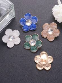 4pcs/Pack Elegant Floral Rhinestoned Metal High-End Buttons, Applicable For Shoes, Hats, Bags, Clothes, Headwear, Scarfs, Wedding Dresses, Bridal Bouquets, DIY Jewelry Handcraft Accessories