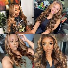 Highlight HD Lace Front Human Hair Wigs P4/ 27 Ombre Brown Colored Brazilian Body Wave HD Lace Frontal Wig For Women Pre Plucked Transparent Lace Wig - S4/27 - 查看 2