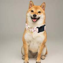 Soft & Comfortable Floral Print Pet Dog Collar With Small Flower Pendant, Adjustable Washable Cute Dog Necklace