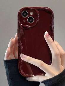 Étui de protection pour téléphone en matériau type burgundy, avec texture épaisse de crème minimaliste anti-gouttes, compatible avec 16, 11, Galaxy, 16 Pro Max, 13 et autres 11, 12, 13, 14, 16, 15, 7, XS, 16 Plus, 16 Pro Max