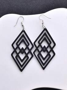 1 Pair Geometric Design Matte Texture Earrings, Fashionable Jewelry For Women, Suitable For Party And Evening Wear