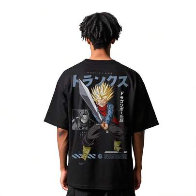 Mascara de Latex Máscara De Látex | 100% Algodón | Negro | Gotenks | Cuello Redondo | Manga Corta | Playera de Hombre