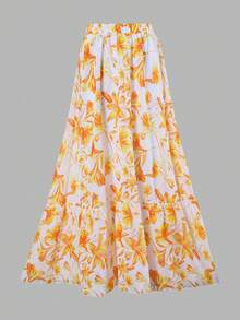 2024 New European & American Cross-Border Women One-Piece Swimsuit With Skirt, Fashionable, Slimming, Sexy Swimwear - Burnt Orange - View 4