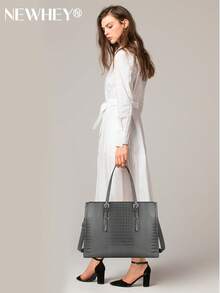 NEWHEY 女士笔记本电脑包 15.6 英寸笔记本电脑手提包皮革高档电脑公文包工作防水手提包专业单肩包女士商务办公包大容量 - 彩色 - 查看 10