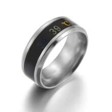 1 pieza Anillo de temperatura inteligente y elegante de acero inoxidable con cambio de color sensible a la temperatura, anillo de estado de ánimo dinámico, joya de regalo para Navidad y San Valentín para hombres y mujeres