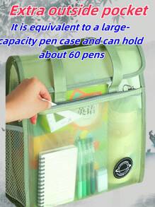 1pc Transparent Mesh Tote File Bag, Large Capacity Tutoring Bag, Student Organizer Bag, Tutoring Carrier