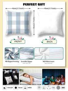 4pcs Light Blue Striped Pillow Covers, Ultra Soft & Comfortable, Best Seller, Decorative Pillowslips For Home, Sofa, Living Room, Bedroom, No Pillow Insert Included - Baby Blue - View 5