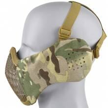1 Peça Máscara Tática de Meia Face com Tela, Máscara de Combate Airsoft, Faixa de Cabeça Ajustável, Material de Fibra de Poliéster Durável, Para Treinamento e Jogos