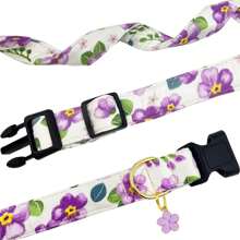 Collier pour chien imprimé floral doux et confortable avec un pendentif mignon, réglable et lavable en machine