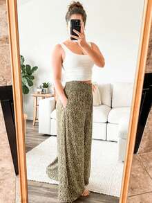 Ditsy Floral Loose Waist Drawstring Casual Pants - Multicolor - View 3