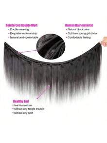 10A Human Hair Bundles 20 Inch Straight Bundles Human Hair Unprocessed Brazilian Virgin Weave 1/3 Pcs Bundles Thick & Free… - Natural & Black - View 6