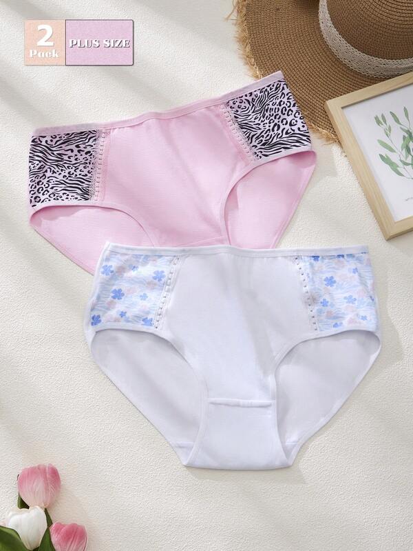 2 pezzi Mutande Plus Size, Slip Sexy per Donna, Biancheria Intima Plus Size