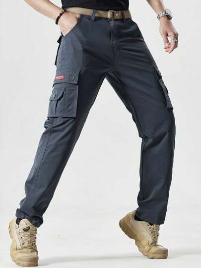 LEDUNTINO [Wiosna/Lato] Męskie modne, swobodne, outdoorowe spodnie zapinane na suwak, sportowe, cargo, jednolite, prezent dla męża/chłopaka, wielokieszeniowe, kempingowe, spodnie trekkingowe na wiosnę i jesień