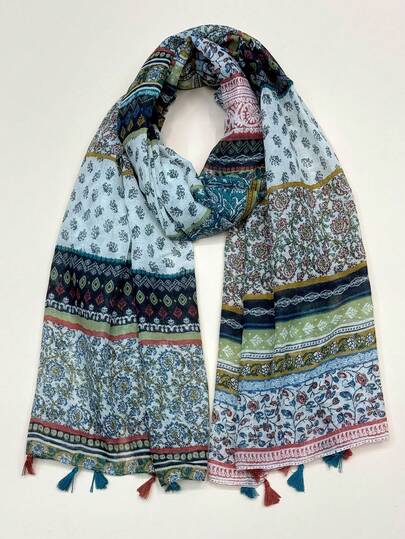 1pc Women's Simple Printed Scarf, Fashionable New Spring/Summer Sunscreen Beach Shawl