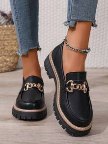 New Casual Flat Shoes, Fashion Versatile Flat Women Shoes, Women's Loafers For All Seasons, Work Shoes, Solid Color - Black - View 3