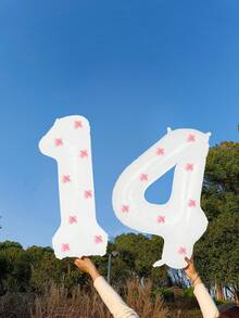 بالون رقمي أبيض مع زهرة وردية ديكور بطول 40 بوصة، بالون رقمي أبيض مع فيونكة وردية مناسب لعمر من 0 إلى 40 سنة، مناسب لديكور حفلات عيد الميلاد والذكرى السنوية والزفاف والخطوبة والكريسماس ورأس السنة - 40 بوصة بيضاء رقمية وردية زهرة كبيرة - مشاهدة 26