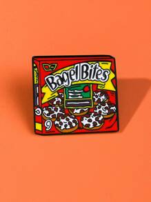 1/4 pièces Broche de rouleau de pizza, épinglette en métal d'alliage avec lettres colorées, accessoire décoratif pour sac, vêtements, bureau, chemises, vestes, bijoux pour Noël et Halloween