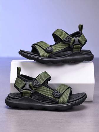 2025 Summer Outdoor Sports Sandals For Boys, Thick Sole Lightweight Anti-Slip Durable Beach Shoes, Soft EVA+TPR Sole, Adjustable Double Buckles, Casual Beach/School/Travel Sandals For Teenage Boys