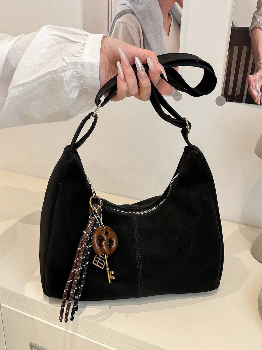 Fashionable Large Capacity Shoulder Tote Bag, Design For Women - Black - View 1