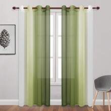 2pcs Gradient Sheer Curtains, Grommet Top Window Drapes, Window Treatments For Bedroom Living Room, Home Decoration, Room Decoration