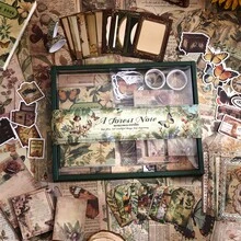 201 件剪贴簿用品套装，复古森林礼品剪贴簿，不同图案学校用品，适用于子弹日记本、文具、A6 网格笔记本、DIY 日记本用品、生日手工礼物，女士、男士 - 均碼 - 查看 3