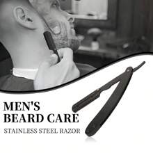 Straight Razor Set - Includes Black Stainless Steel Razor And 10 Blades, Barber Razor For Smooth Shaving And Beard Trimming, Throat Shaving For Precise Mustache And Beard Grooming, Smooth Shave For Barbers And Home Use