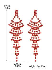 Europe And The United States Retro Court Gorgeous Long Red CZ Women's Crystal Earrings 1 Pair